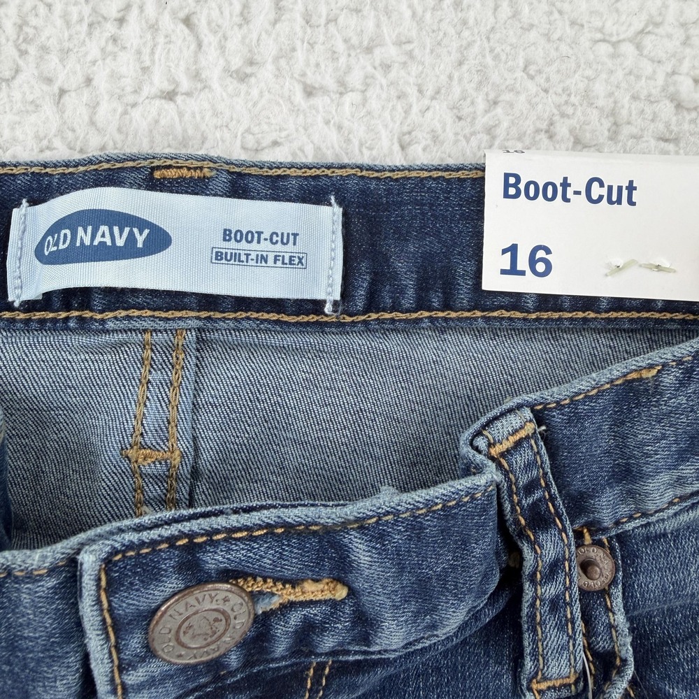 Old Navy Kids 16 Blue Boot-Cut Built-In Flex Adjustable Waist Denim Jeans - Picture 3 of 10